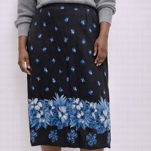 Vintage 90s S.A. Designs Black Blue Floral Mini Skirt 1X